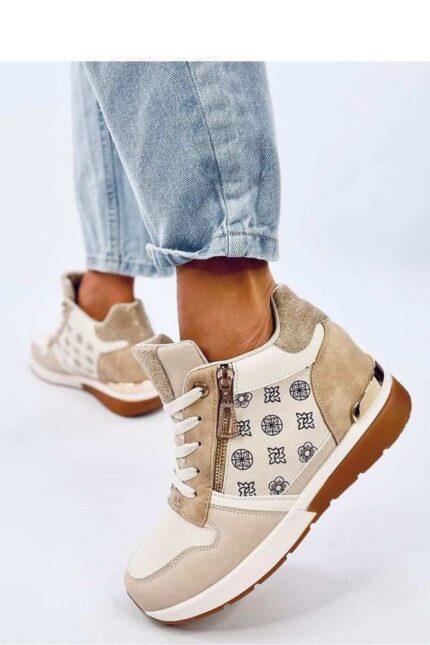 Plateau-Sneakers in Beige mit Zierreißverschluss