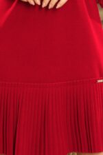 Rotes Langarm Minikleid mit Plissee