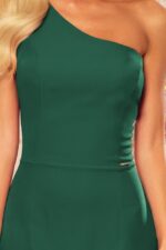 Grünes One-Shoulder Abendkleid mit Rüschen