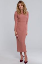 Elegantes Midikleid mit geteiltem Rücken Rosé