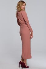 Elegantes Midikleid mit geteiltem Rücken Rosé
