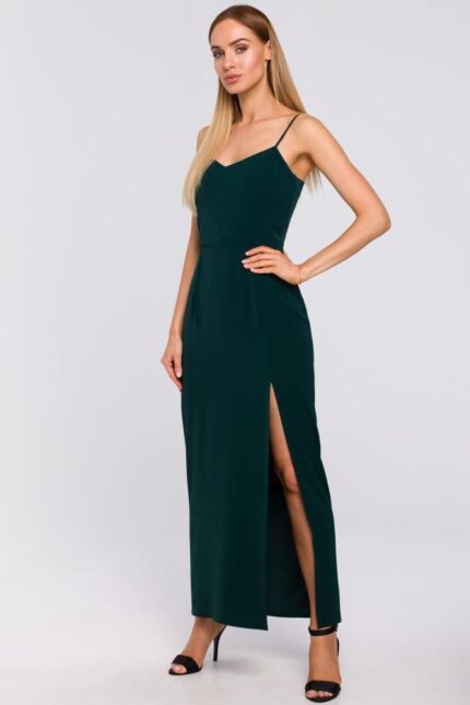 Grünes elegantes ärmelloses Abendkleid Größe S