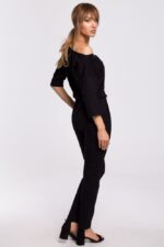 Schwarzer Jumpsuit mit Dolman Ärmel