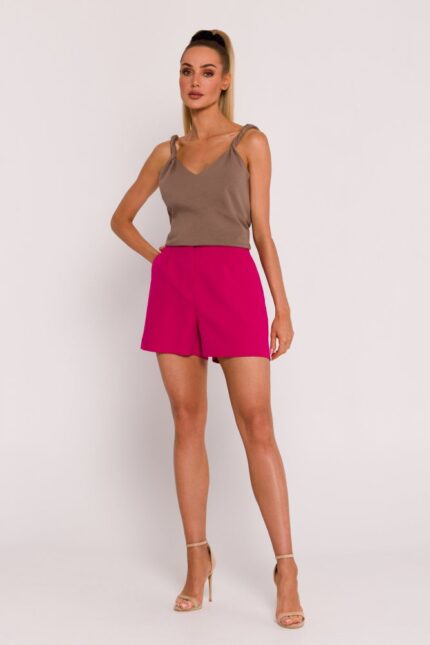 Bequeme Damenshorts mit Falten in Fuchsia