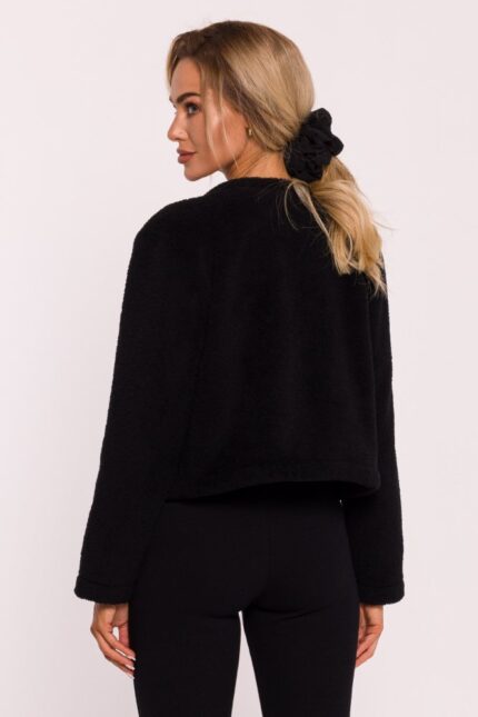 Schwarze Kurze Teddy Jacke